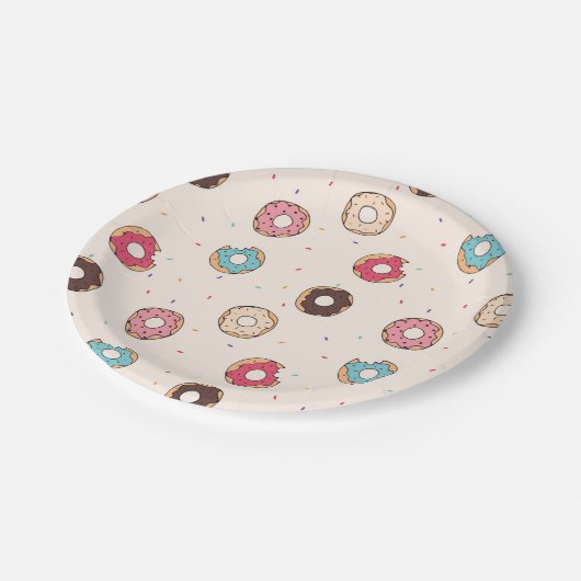 Sugar Sweet Donut Muster Pappteller (Schrägansicht)