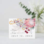 Sugarbush Protea Tropical Save the Date Postkarte (Stehend Vorderseite)