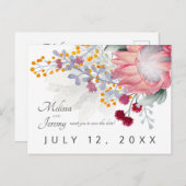 Sugarbush Protea Tropical Save the Date Postkarte (Vorne/Hinten)