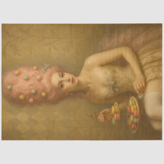 Sugared Silence – Pastel Macaron Rococo Fantasy Seidenpapier (Vorderseite)