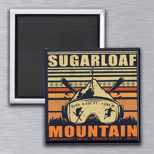 Sugarloaf Maine Mountain Vintages Skivergnügen Magnet