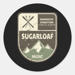 Sugarloaf Maine Skiing Vintag Runder Aufkleber