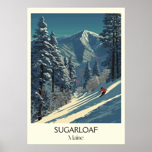 Sugarloaf Maine Vintages Skigebiet Bergen Poster (Vorne)