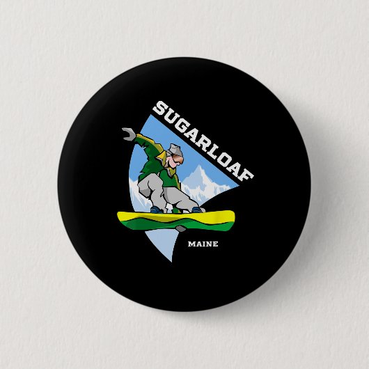 Sugarloaf Mountain Maine Snowboarder Button (Vorderseite)