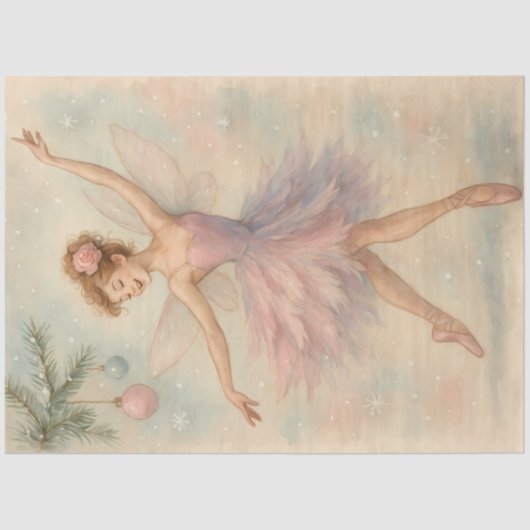 Sugarplum Fairy Pastel Weihnachtsballett Decoupage Seidenpapier (Vorderseite)