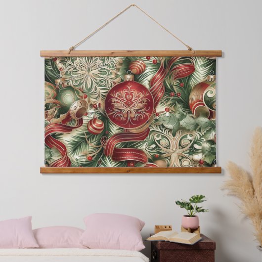 Sugarplum Sparkle Christmas Wandteppich Mit Holzrahmen (Schlafzimmer)