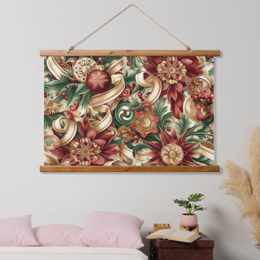 Sugarplum Sparkle Christmas Wandteppich Mit Holzrahmen (Schlafzimmer)