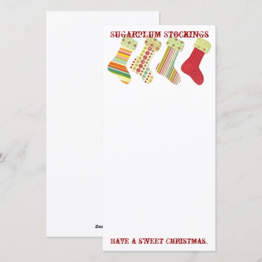 Sugarplum-Strümpfe Feiertagskarte (Vorne/Hinten)