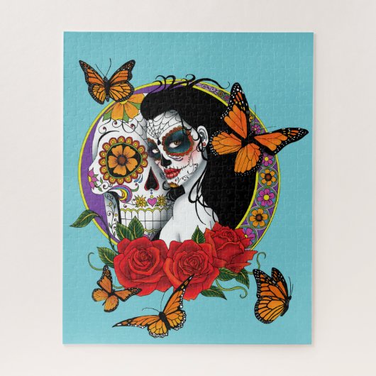 Sugars Skulls Art Nouveau Puzzle (Vertikal)
