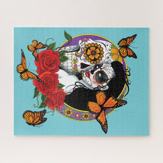Sugars Skulls Art Nouveau Puzzle (Horizontal)