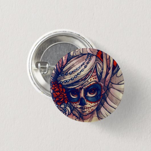 SugarSkull Häschen-Button Button (Vorne & Hinten)