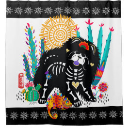 SUGARSKULL NIRVANA Chow Hund Duschvorhang