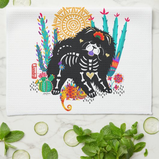 SUGARSKULL NIRVANA Hundehalloween Geschirrtuch (Gefaltet)