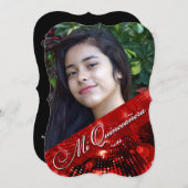 Sugey2 Magic Lights Foto Quinceanera - Rot Einladung (Vorne/Hinten)