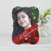 Sugey2 Magic Lights Foto Quinceanera - Rot Einladung (Stehend Vorderseite)