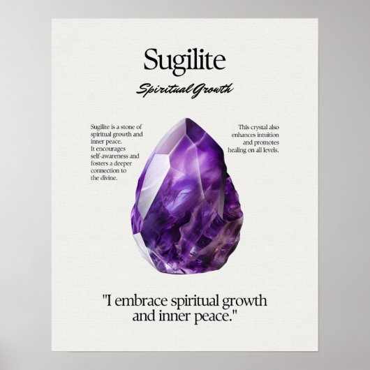 Sugilite Gem Crystal Meaning Card Poster (Vorne)
