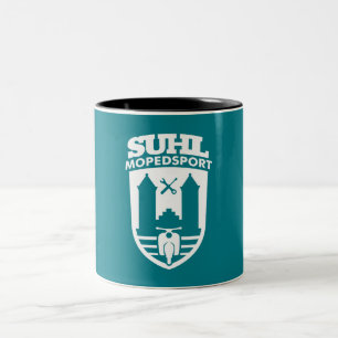 Suhl Mopedsport Simson Schwalbe Logo 2 (schwarz) Zweifarbige Tasse