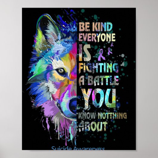 Suicide Awareness Be Kind Everyone Is Fighting A T Poster (Vorne)