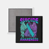 Suicide Awareness Clothing Wings Ribbon Suicide Pr Magnet (Vorderseite/Rückseite)
