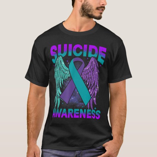 Suicide Awareness Clothing Wings Ribbon Suicide Pr T-Shirt (Vorderseite)