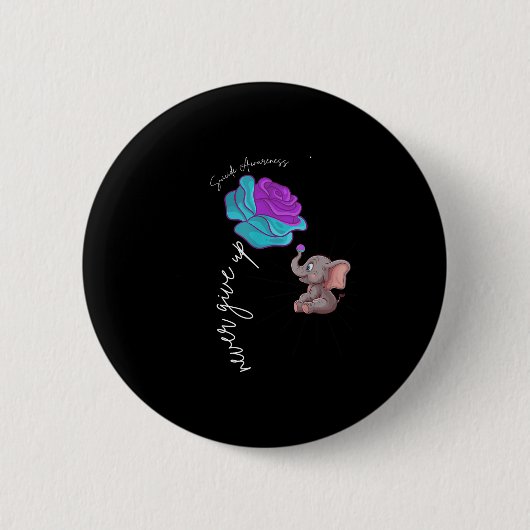Suicide Awareness Flower Elephant Ribbon Graphic  Button (Vorderseite)