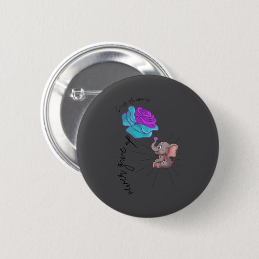 Suicide Awareness Flower Elephant Ribbon Graphic  Button (Vorne & Hinten)