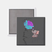 Suicide Awareness Flower Elephant Ribbon Graphic Magnet (Vorderseite/Rückseite)