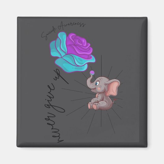 Suicide Awareness Flower Elephant Ribbon Graphic Magnet (Vorne)