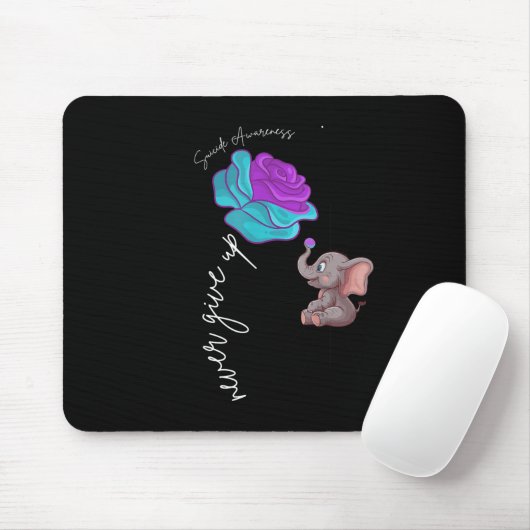 Suicide Awareness Flower Elephant Ribbon Graphic  Mousepad (Mit Mouse)