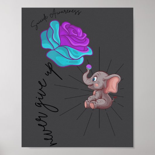 Suicide Awareness Flower Elephant Ribbon Graphic  Poster (Vorne)