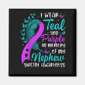 Suicide Awareness I Wear Teal Purple In Memory Of Magnet (Vorne)