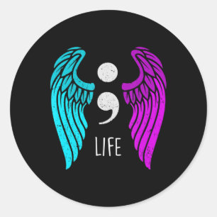 Suicide Awareness  - Semi colon Life Angel Runder Aufkleber