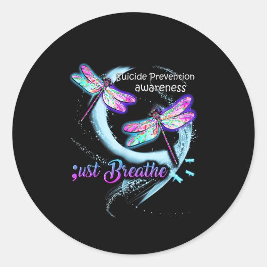 Suicide Awareness Shirt Just Breathe Suicide Preve Runder Aufkleber (Vorderseite)
