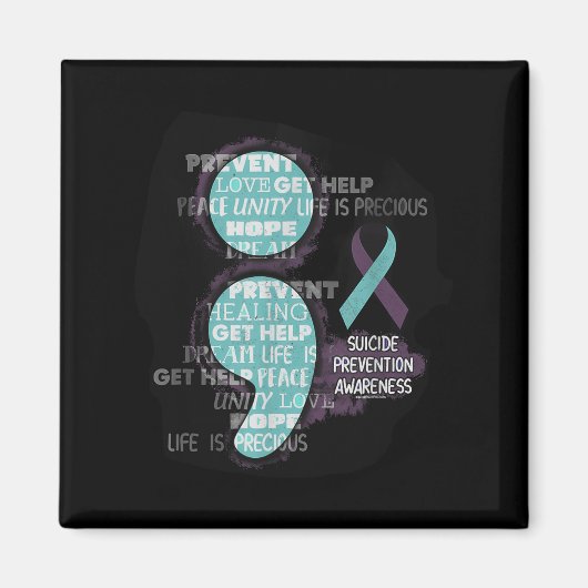 Suicide Awareness Shirt Suicide Prevention Semicol Magnet (Vorne)