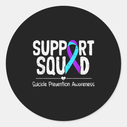 Suicide Awareness Teal & Purple Ribbon Suprt M Runder Aufkleber (Vorderseite)