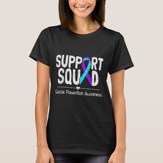 Suicide Awareness Teal & Purple Ribbon Suprt M T-Shirt (Vorderseite)