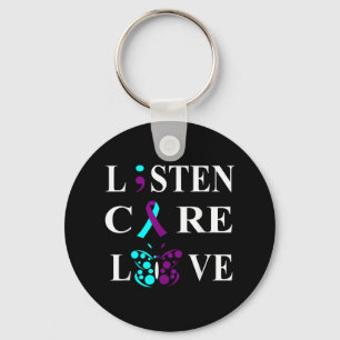 Suicide Awareness Tshirt Semicolon Lila Aquamarin  Schlüsselanhänger