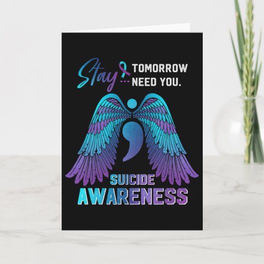 Suicide Awareness Wings And Ribbon Suicide Prevent Karte (Vorderseite)