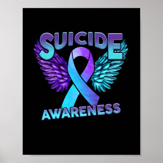 Suicide Awareness Wings and Ribbon Suicide Prevent Poster (Vorne)