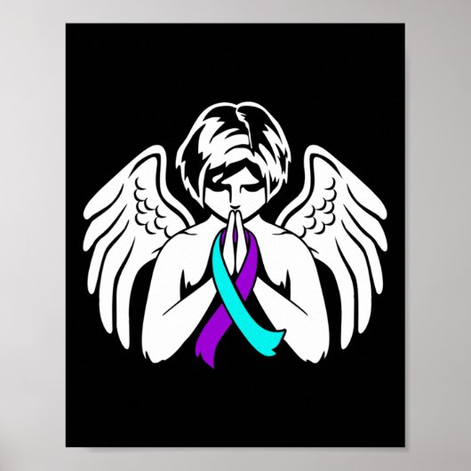 Suicide Awareness Wings Angel Ribbon Happy Support Poster (Vorne)