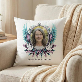 Suicide Loss Memorial Angel Wing Custom Photo Poem Kissen
