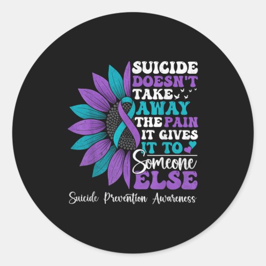 Suicide Pain Sunflower Suicide Prevention Awarenes Runder Aufkleber (Vorderseite)