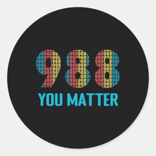 Suicide Prevention 988 Hotline 1 Runder Aufkleber (Vorderseite)