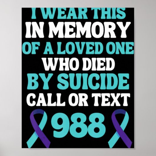 Suicide Prevention 988 Hotline In Memory Of Loved Poster (Vorne)