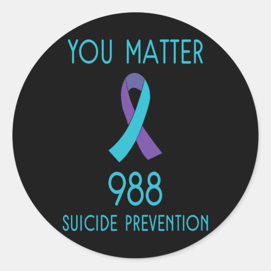 Suicide Prevention 988 Hotline Runder Aufkleber (Vorderseite)