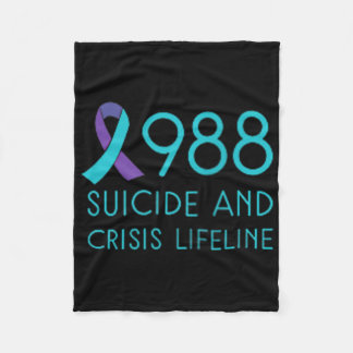 Suicide Prevention 988 - Suicide Awareness - Black Fleecedecke