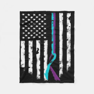 Suicide Prevention American Flag Awareness Ribbon  Fleecedecke