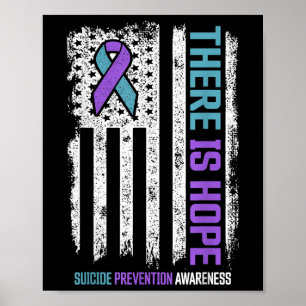 Suicide Prevention American Flag Hoffnung Suicide  Poster