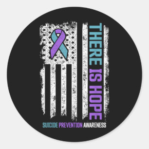 Suicide Prevention American Flag Hoffnung Suicide  Runder Aufkleber