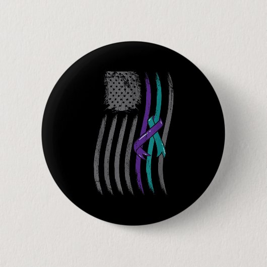 Suicide Prevention American Flag Purple Awareness Button (Vorderseite)